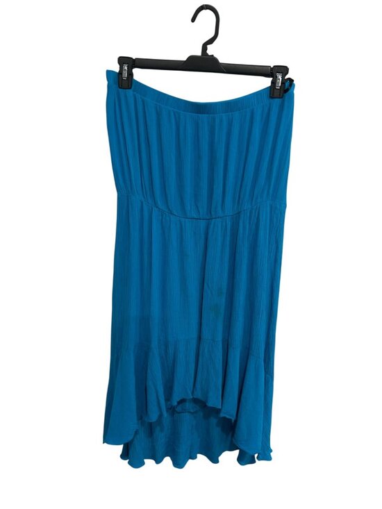 Coco Bianco Dresses & Skirts - Coco Bianco XL Blue Hi Low Ruffle Hem Strapless Tube Top Blouse Boho Whimsical